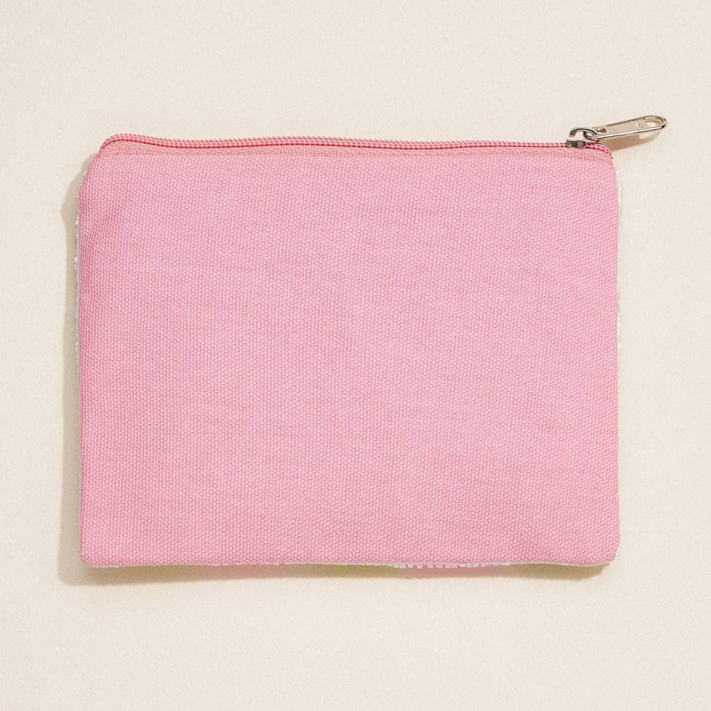 Clutch - Beaded Golf Themed Zip Pouch – Handcrafted Argyle Pattern Clutch: Pink / One / B4KP434