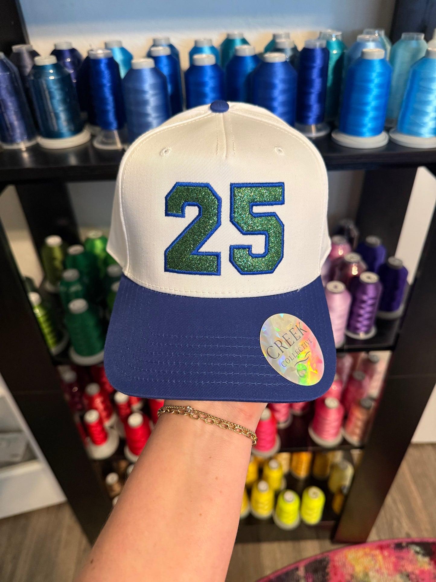 The Varsity Number Collection - Pinstripe Canvas- w/ glitter Appliqué