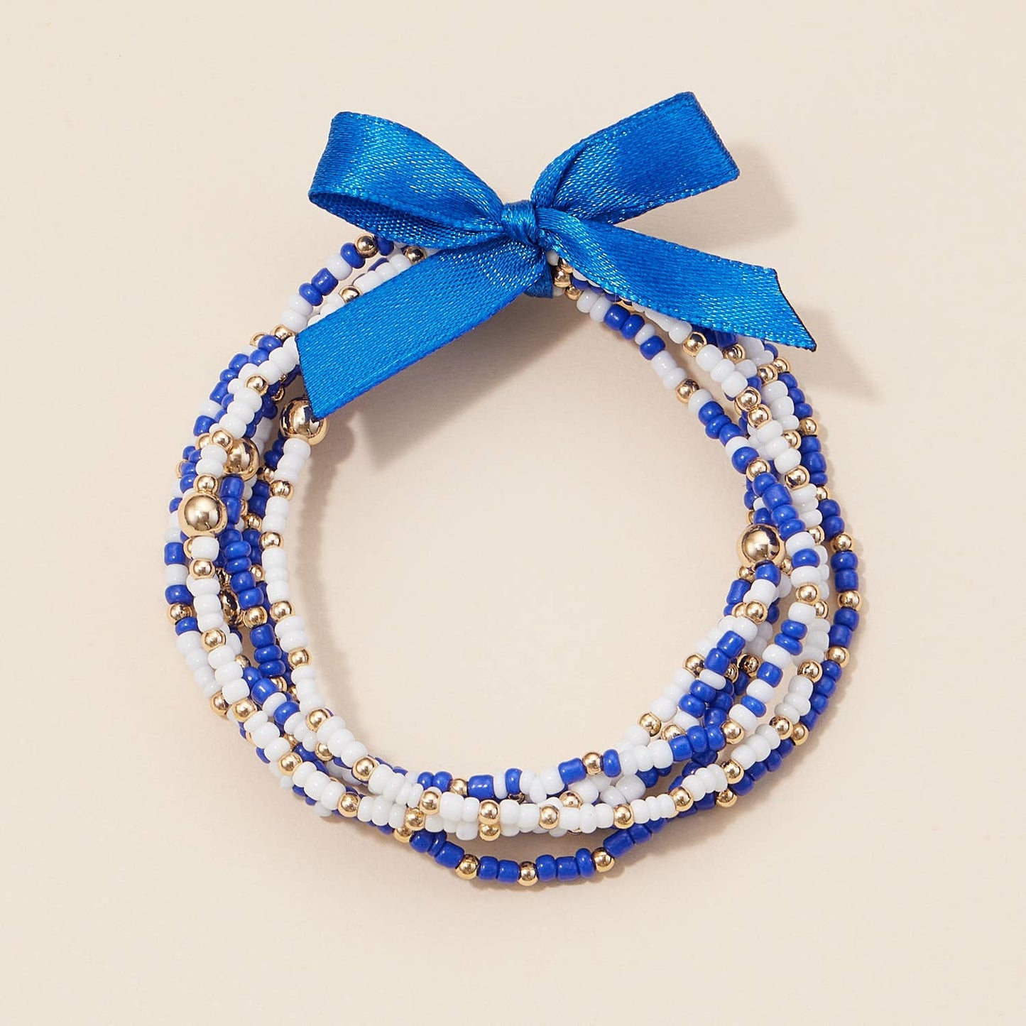 Game Day Seed Beaded Bracelet Set: Blue/White / One / B5SB2387