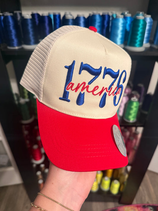 1776/America - Baseball Snapback Cap with MESH BACK
