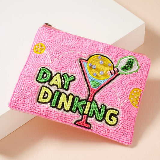 Clutch - "Day Dinking" Beaded Coin Pouch: Multi-Colored / One / B4KP421