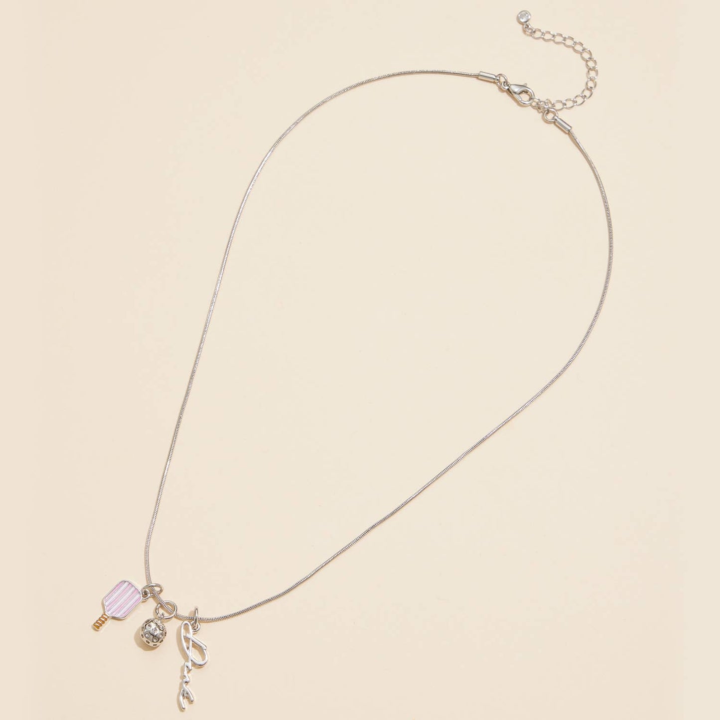 Necklace - Gold Dipped 18K Pickleball Love Charm: Gold / One / 4DN18079