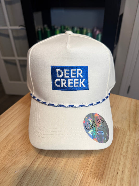 White Canvas Hat Blue Rope - Deer Creek
