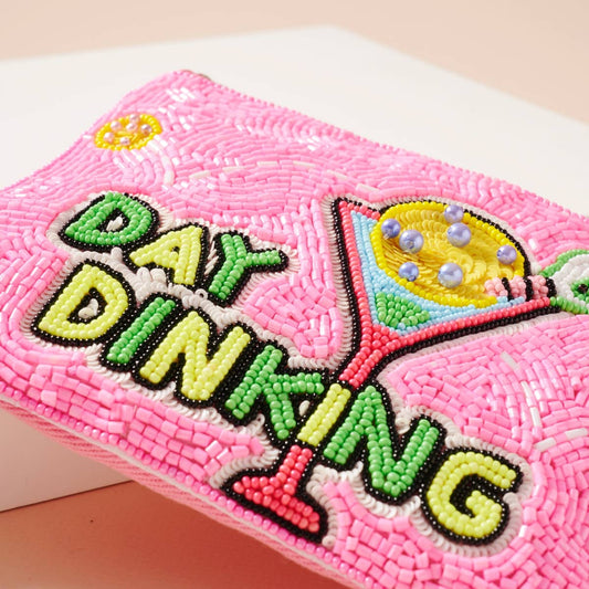 Clutch - "Day Dinking" Beaded Coin Pouch: Multi-Colored / One / B4KP421