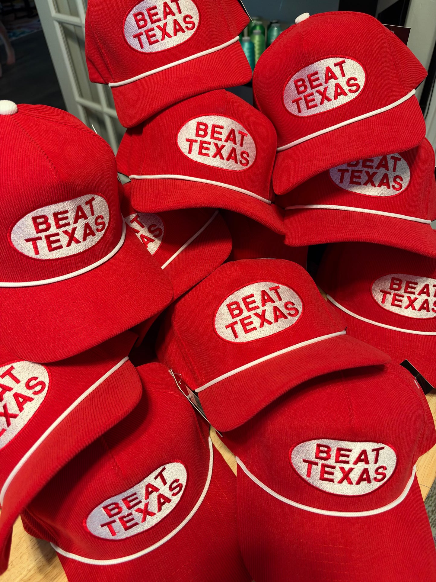 RED CORDUROY ROPE SNAPBACK - BEAT TEXAS