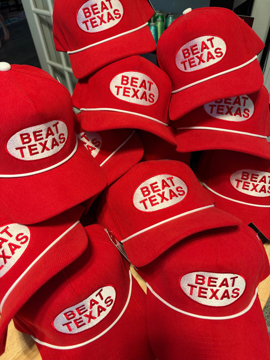 RED CORDUROY ROPE SNAPBACK - BEAT TEXAS