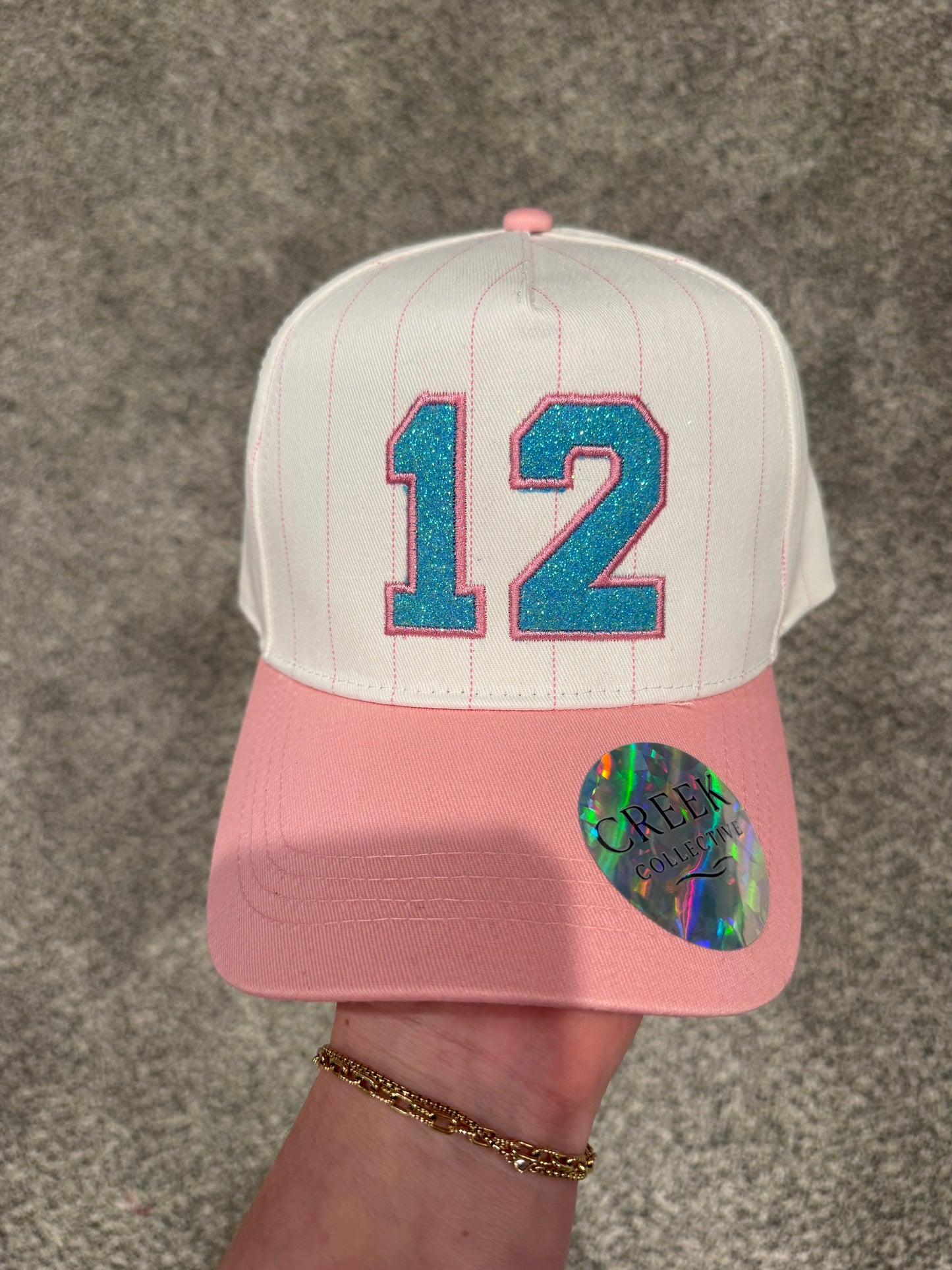 The Varsity Number Collection - Pinstripe Canvas- w/ glitter Appliqué