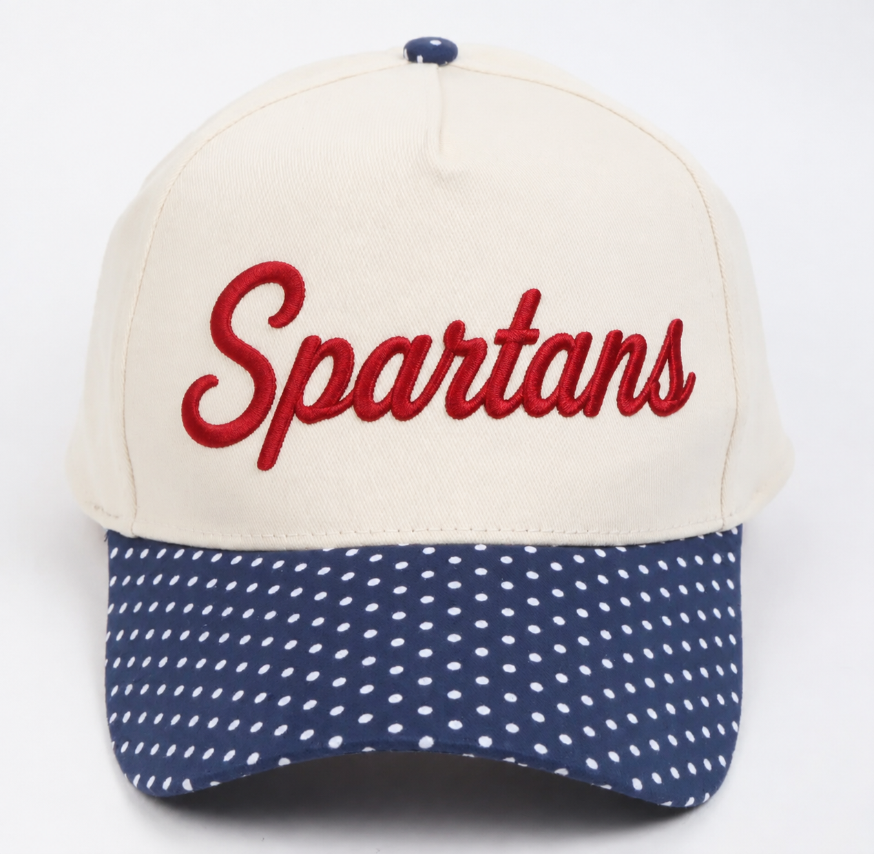 Navy Polka Dot/Natural Top SnapBack - Spartans
