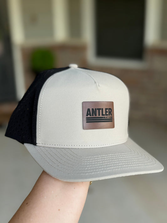 ANTLER NATION - TAN 5 PANEL DRYFIT SNAPBACK