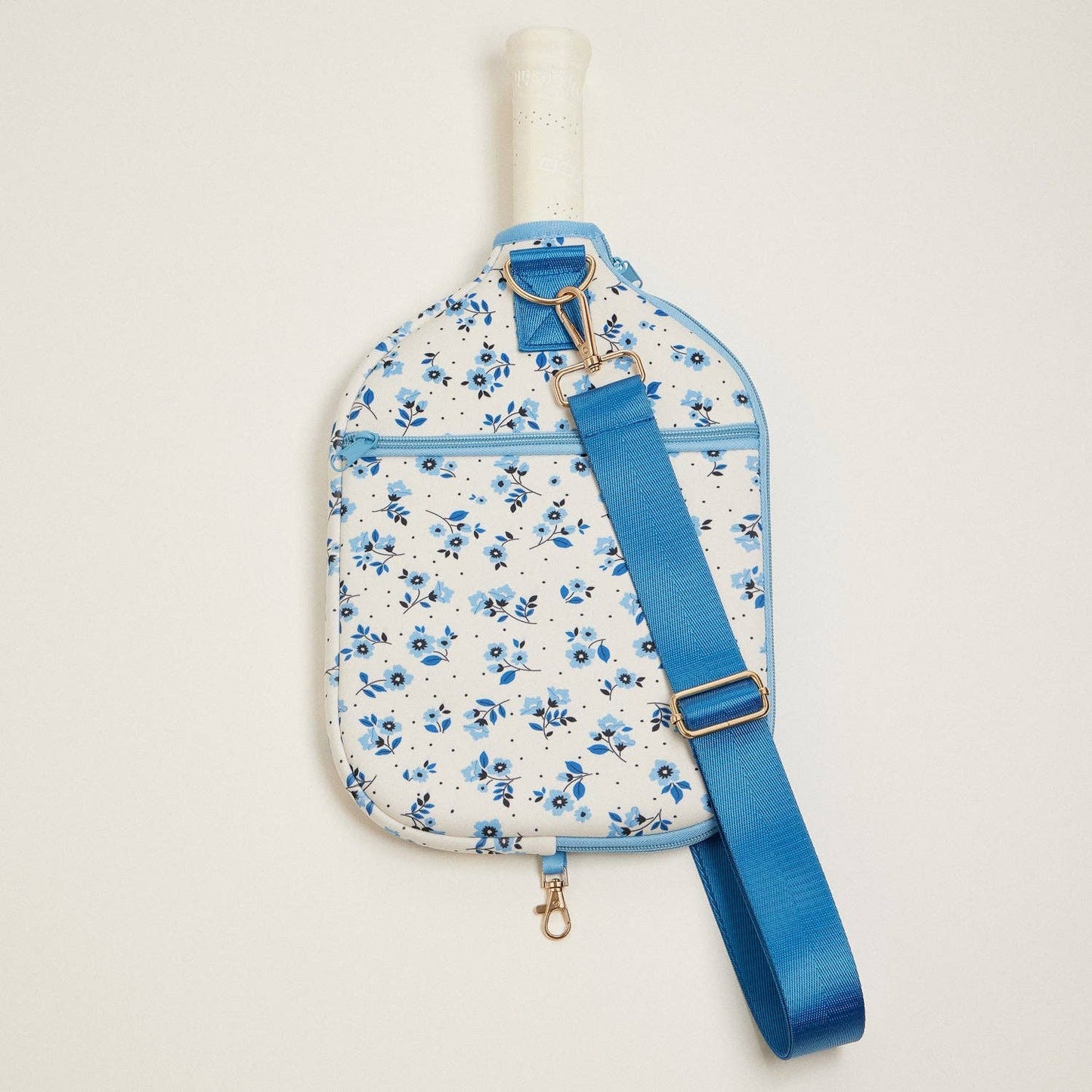 Blue-Floral-Neoprene-Pickleball-Paddle-Bag: Blue / One / 5AG78020